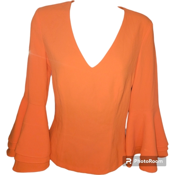 NWT Bebe Neon Ruffled Long Sleeve Top - Picture 1 of 3